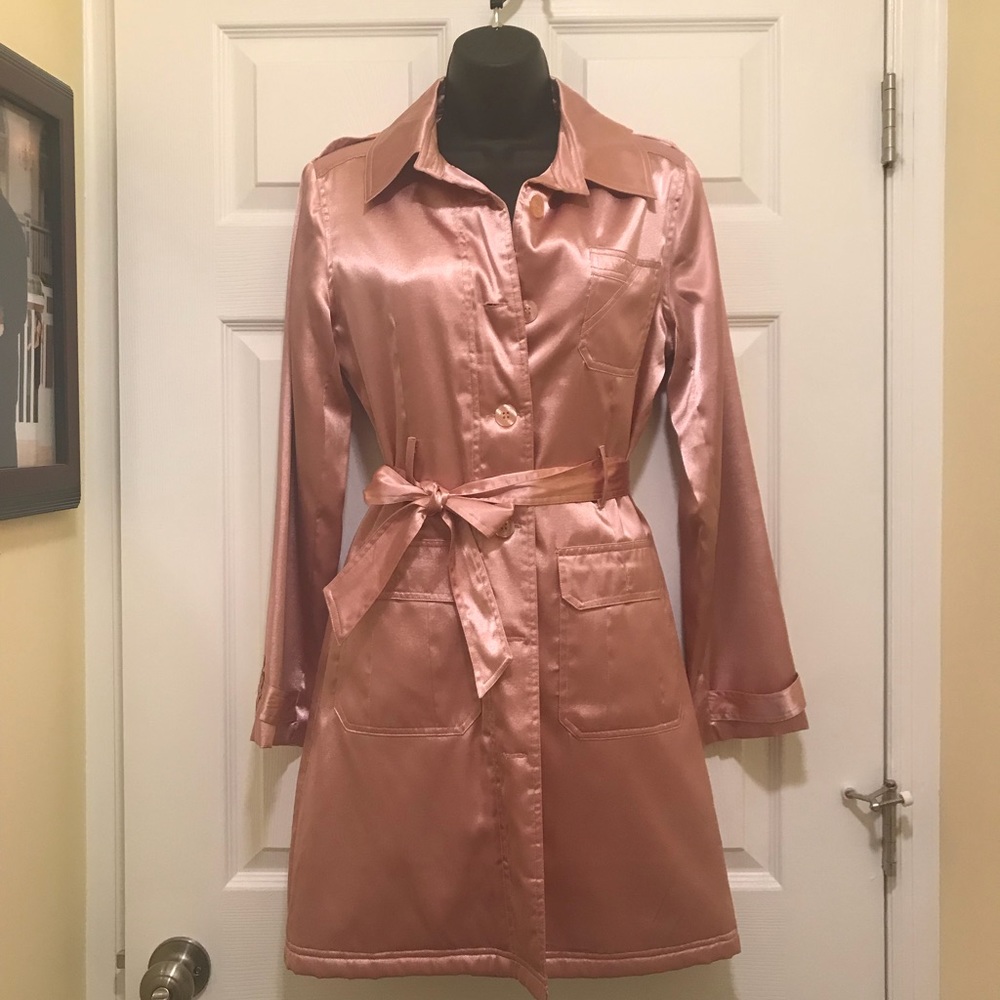 Gorgeous Bebe Sateen pink trench coat